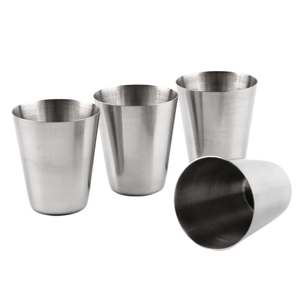 4pcs Stainless Steel Cover Mug Camping Cup Drinking Coffee Tea Beer With CaHFUK