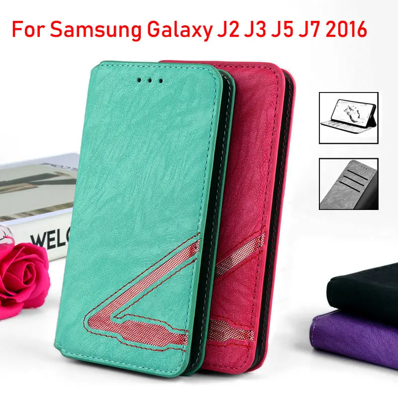

For Samsung Galaxy J2 J3 J5 J7 2016 case Luxury Fashion Flip cover bling Leather with Card Slot Without magnets funda coque capa