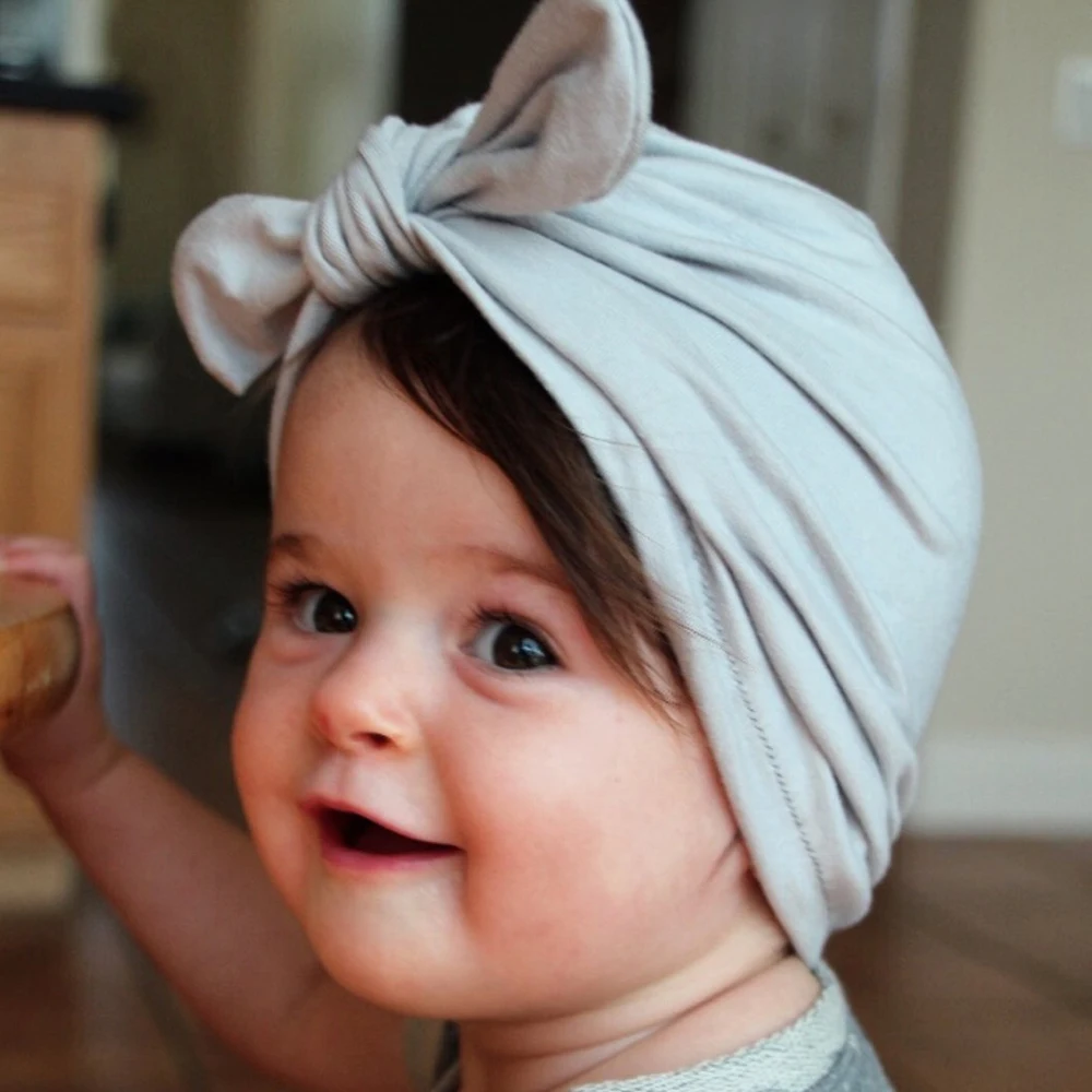 Модная шляпа с бантиком для маленьких девочек, хлопковая шапочка для новорожденных, Bebes, карамельный цвет, детская шапочка, шапочки для девочек и мальчиков, аксессуары для волос