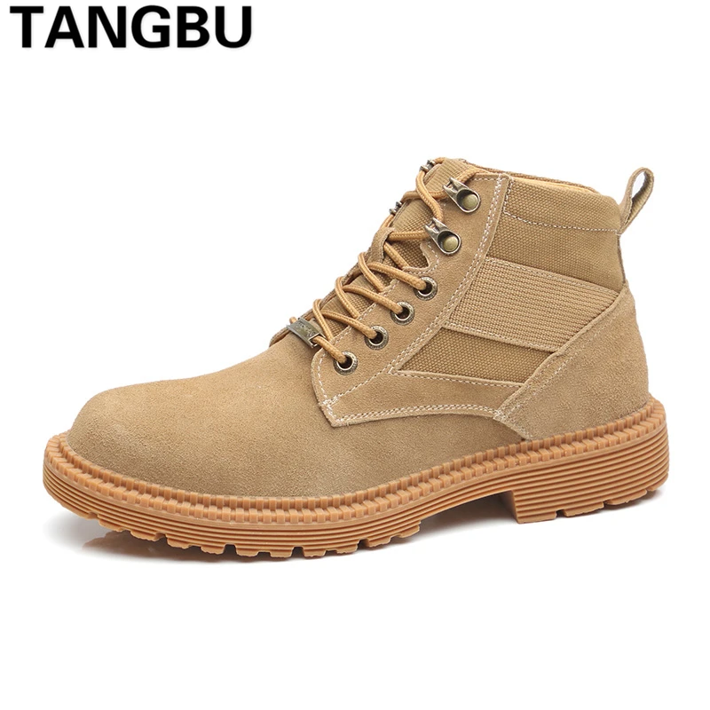 

Brand Genuine Leather Men Desert Boots Lace Up Breathable Casual Martin Boots Ankle Botas Fashion Men Leather Boots Size 38-44