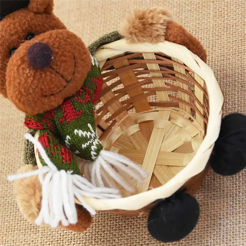 2018 hot Bamboo Multicolor Christmas Candy Storage Basket Decoration Santa Claus Storage Basket Gift #2n6 (6)