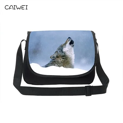 Большие холщовые сумки-мессенджеры, крутые мужские сумки через плечо с изображением волка, Подростковая школьная сумка на плечо для ноутбука, Повседневная дорожная сумка - Цвет: K238