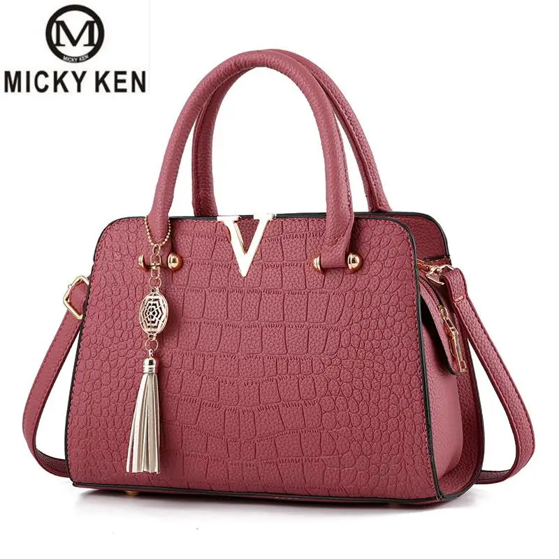 Женская сумка мессенджер MICKY KEN с V образным крокодиловым узором Роскошная