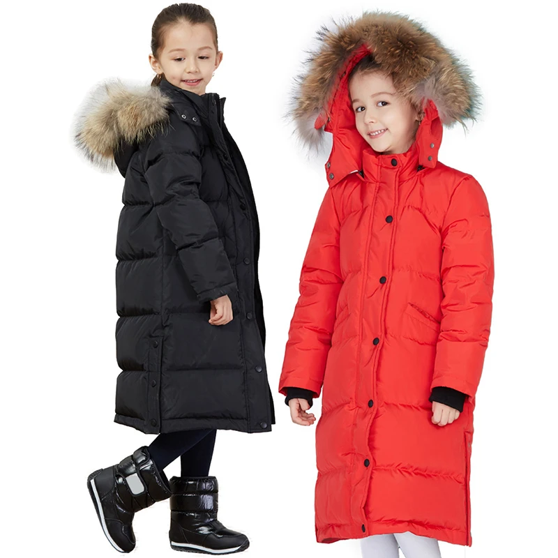 

Winter 2019 Children's Down Jacket Big Fur Collar Girl Outerwear Hooded Kids Costume Coat Jacket For Girl Roupa De Frio Infantil
