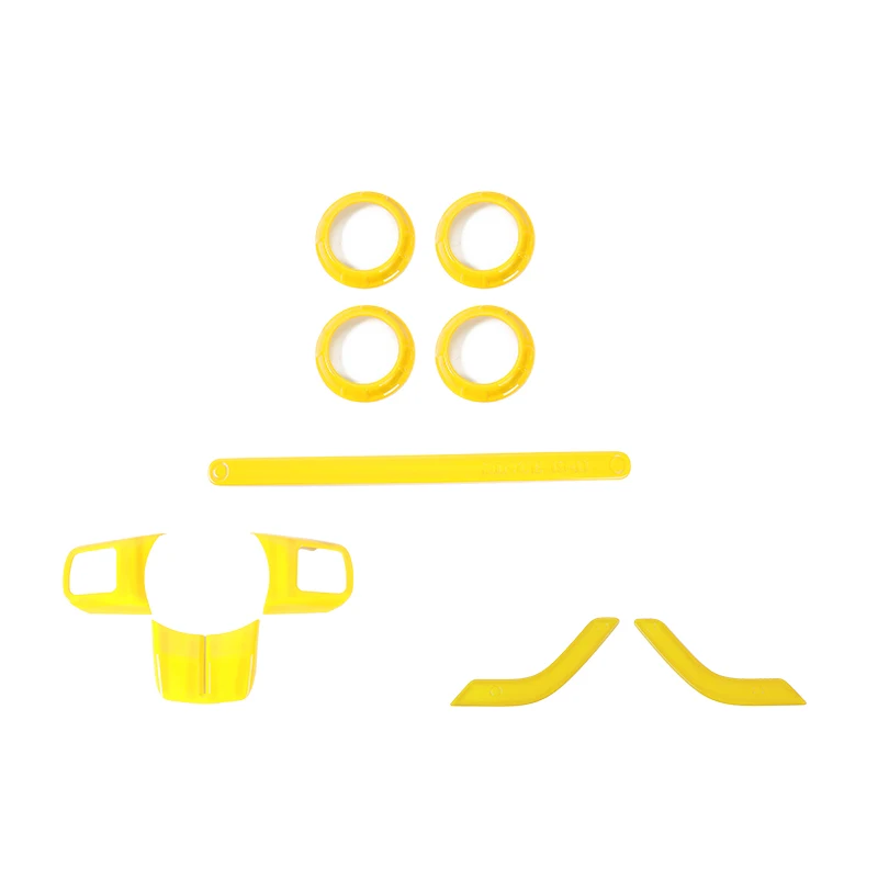 SHINEKA накладки для салона 2 двери 10 шт. отделка рулевого колеса автомобиля кондиционер вентиляционная крышка наклейка для Jeep Wrangler JK 2011 - Название цвета: Цвет: желтый