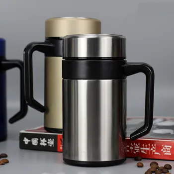

Stainless Steel Vacuum Flask Business Men's Office Water Cup with Handle Filter Tea Cup 3