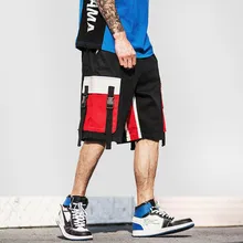 Летние хип-хоп Карго короткие уличные Харадзюку пляжные шорты мужские хип-хоп короткие спортивные брюки Мульти Карманы Хлопок хипстер лента