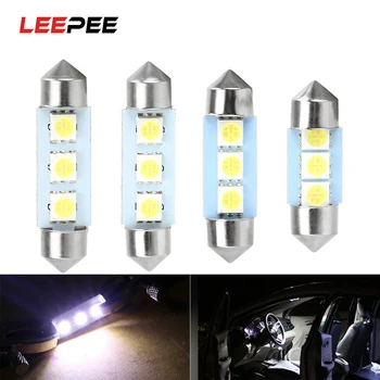 

LEEPEE 5 piece/set 31mm 36mm 39mm 41mm Reading Lamp Car Door light Tail Bulb DC 12V Car LED Double-Pointed Light