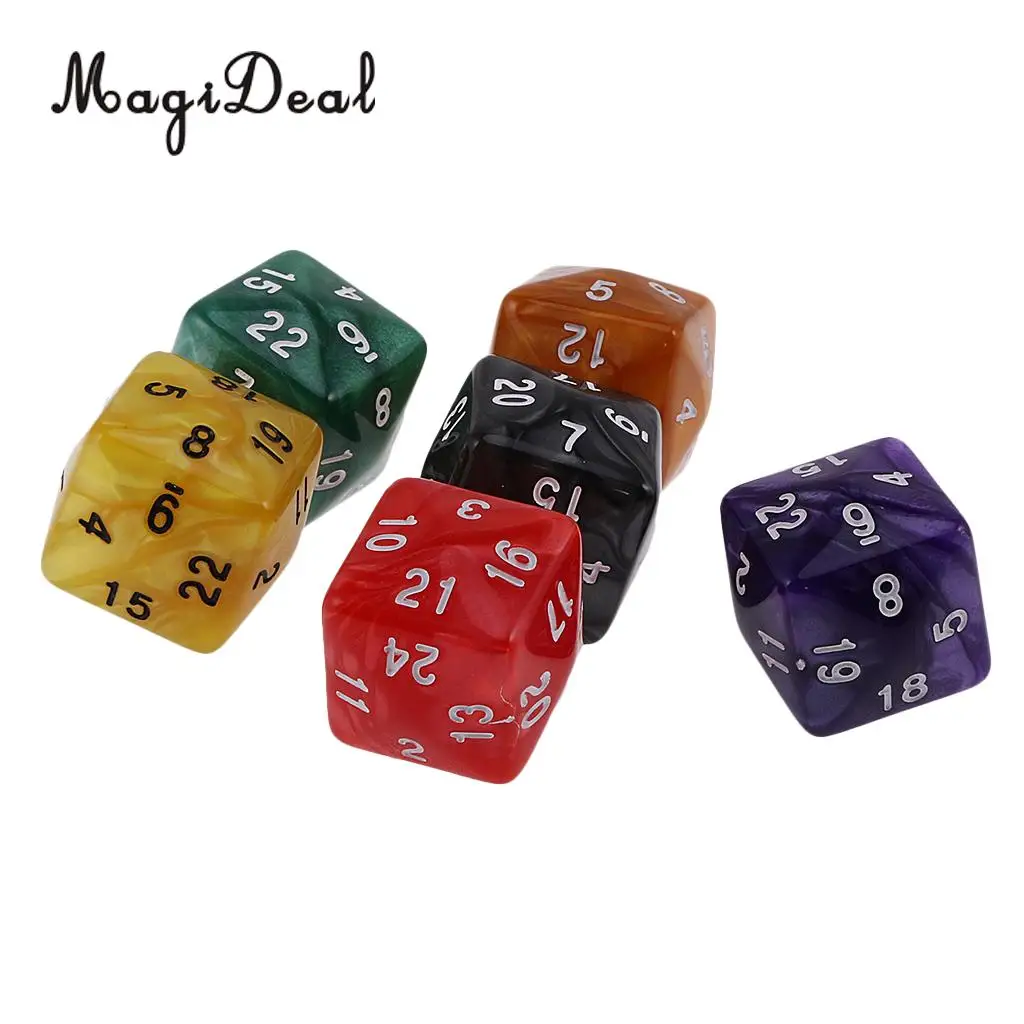 MagiDeal Hot Sale 12Piece Acrylic D30 D24 Polyhedral Dice Dies for D&D TRPG Party Board Game Toy Pearl
