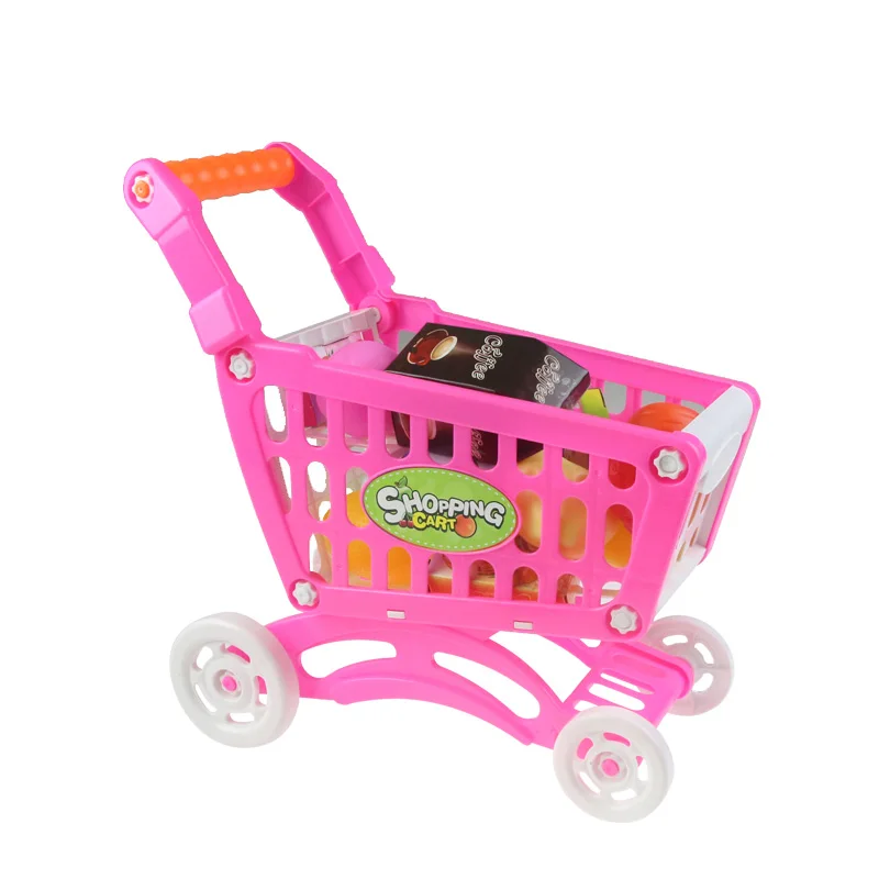 Магазинная Тележка для покупок тележки Модель& фрукты& напитки DIY корзина для покупок игрушки ролевые игры Развивающие игрушки для детей девочек} - Цвет: Pink