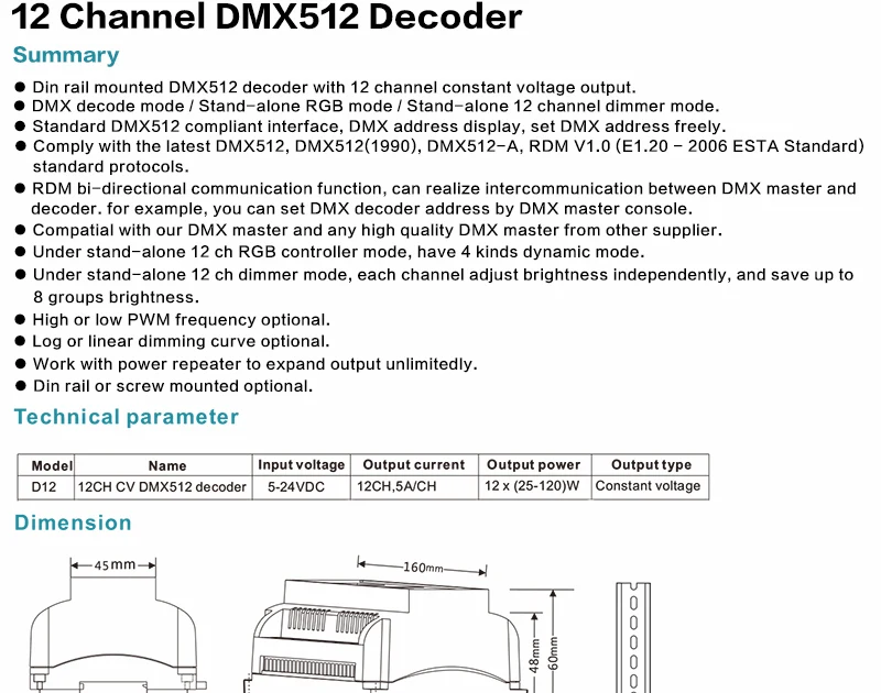 DC5V-36V вход 12 Каналы 12CH CV DMX512 декодер; 5A* 12CH выход с дисплеем для Настройка адреса DMX для светодиодных цветных(rgb) светодиодных лент