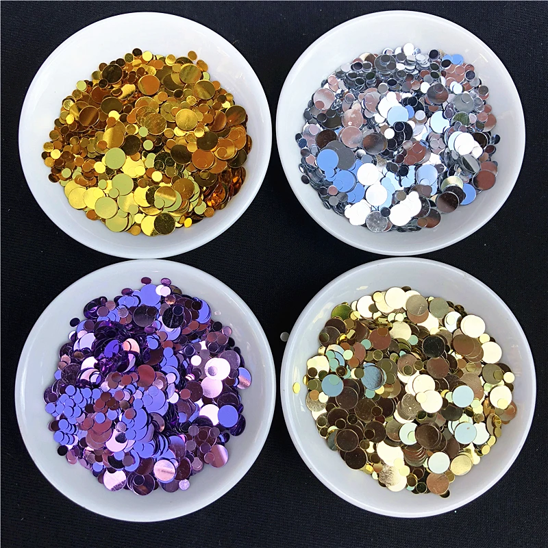 

20g/Pack Multi Size 3mm 6mm Dot Shape Nail Sequins Paillettes for Nail art,Lady manicure,Wedding confetti,Bag Decoration Sequin