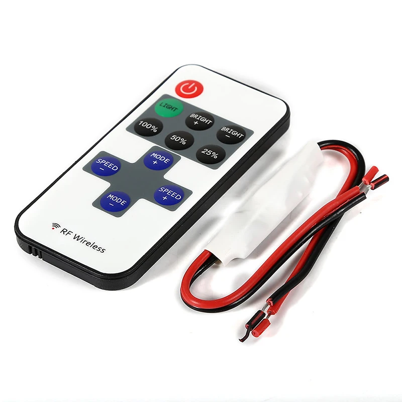 1Set DC12-24V DC / Wire Connector + 11key RF Wireless Controller LED Strip Controller For Single Color LED Strip
