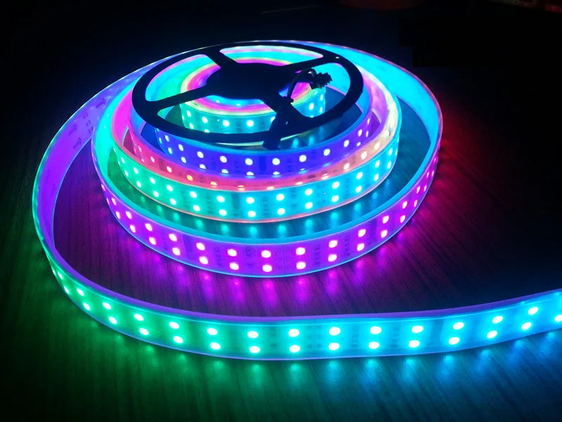 

5m DC12V120Led/M RGB LED Flexible Tape 5050SMD Dream Color led TM1812 IC double row IP67 tube waterproof IP30 Led Ribbon Light