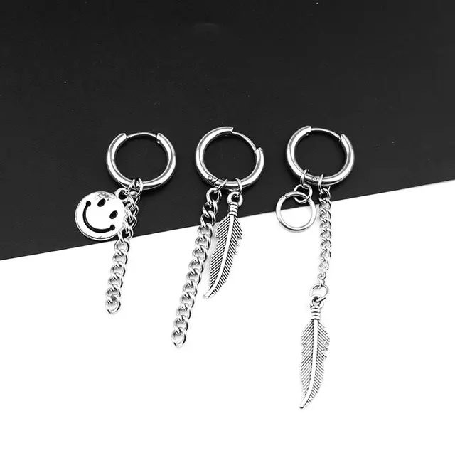Tel Chain Compound Smiley Leaf Feather Design Earring Ear Clip Tel Chain Compound Smiley Leaf Feather Design Earring Ear Clip Stud Earrings 2018 New Fashion Jewelry