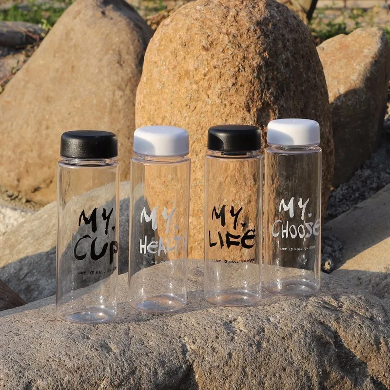 

4 kind OF Portable Plastic Water Bottles Transparent Heat resistant Leakproof White Black Water Bottle Travel Custom Bottle
