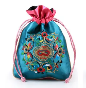 

16.5x12CM jewelry bag,gift bag ,jewelry pouches,mixed color, silk bag handmade flower Chinese traditional style