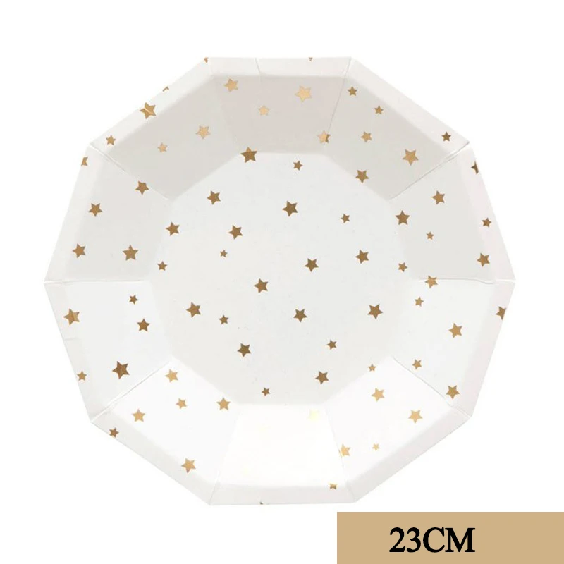 Золотой фольги звезды одноразовые столовые приборы бумажные тарелки для вечеринки чашки, ребенок, душ бумага салфетки питьевой соломинки