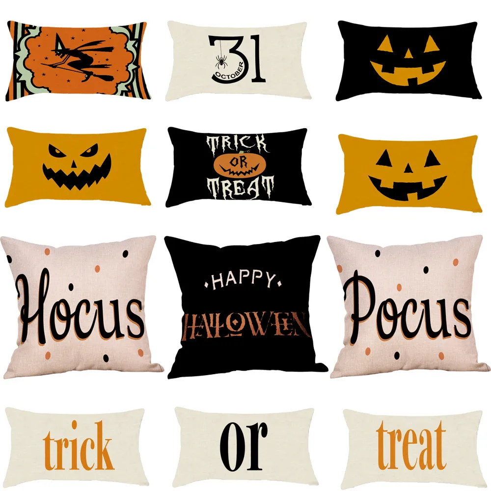 

Cojines Halloween Pillow Cases Linen Sofa Pumpkin Ghosts Cushion Cover Home Decor Funda Cojin Housse de Coussin Pillowcases