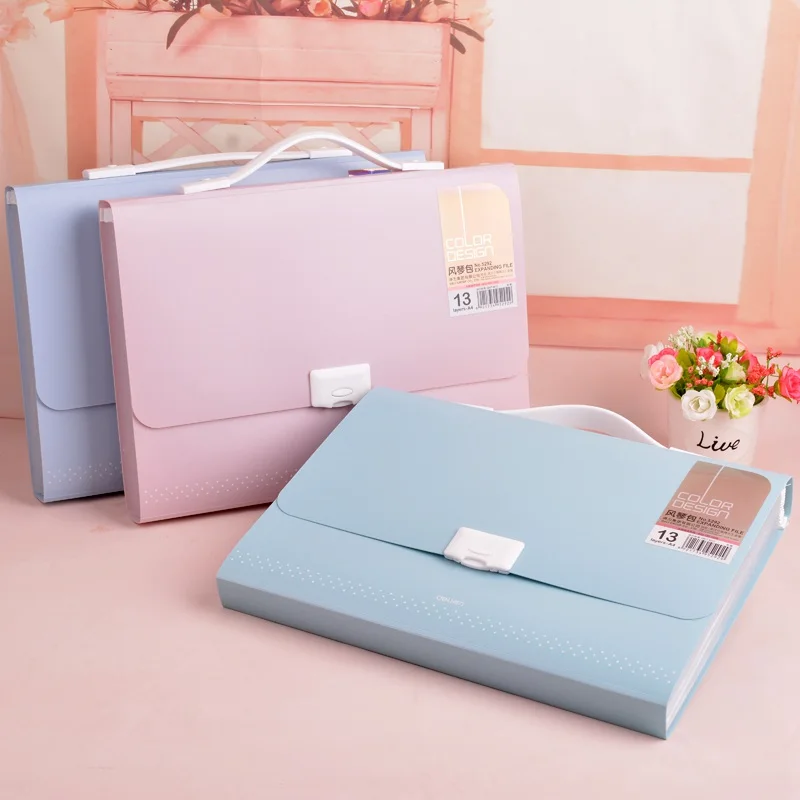 

Deli Stationery File Folder A4 13 Packet Durable Expanding Wallet Manage Files Organizer Paper Holder Document Expanding Wallet