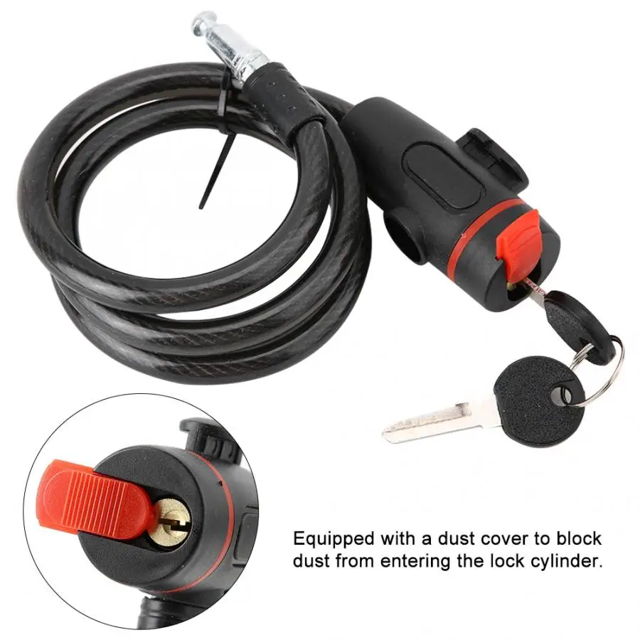 

Steel Cable Chain Lock Bike Bicycle Cycling Riding Anti-theft Security Black