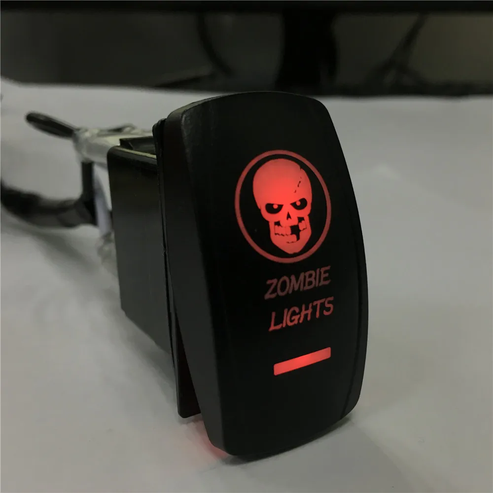 

IZTOSS Laser red led on -off Rocker Switch 20A 12V ZOMBIE LIGHT switch 5 PINS For Marine RV Boat Car