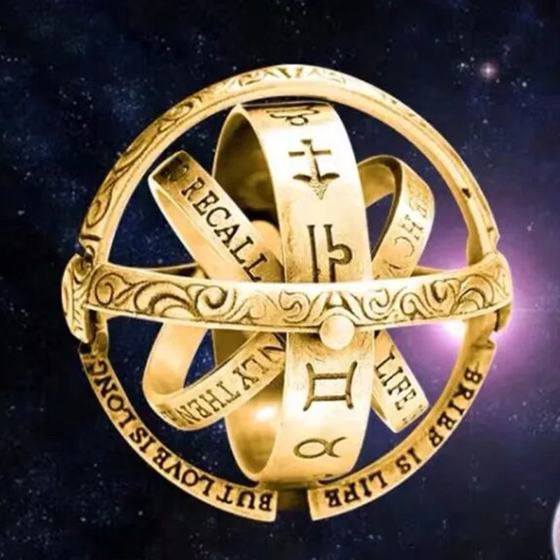 

Astronomical ball 925 Sterling Silver rings for lover German retro ball flip deformation universe fashion jewelry mygrillz