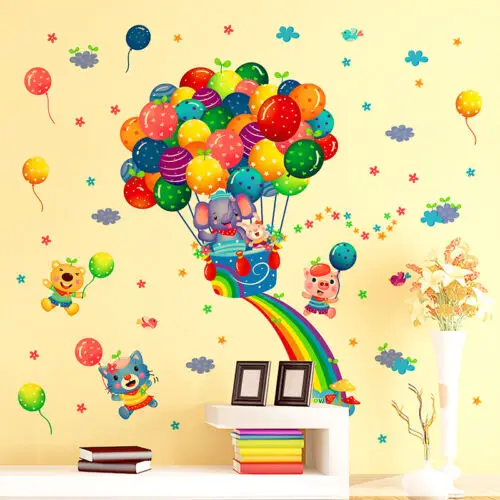 Радужный шарик наклейки на стену, животные детские наклейка для детской искусства