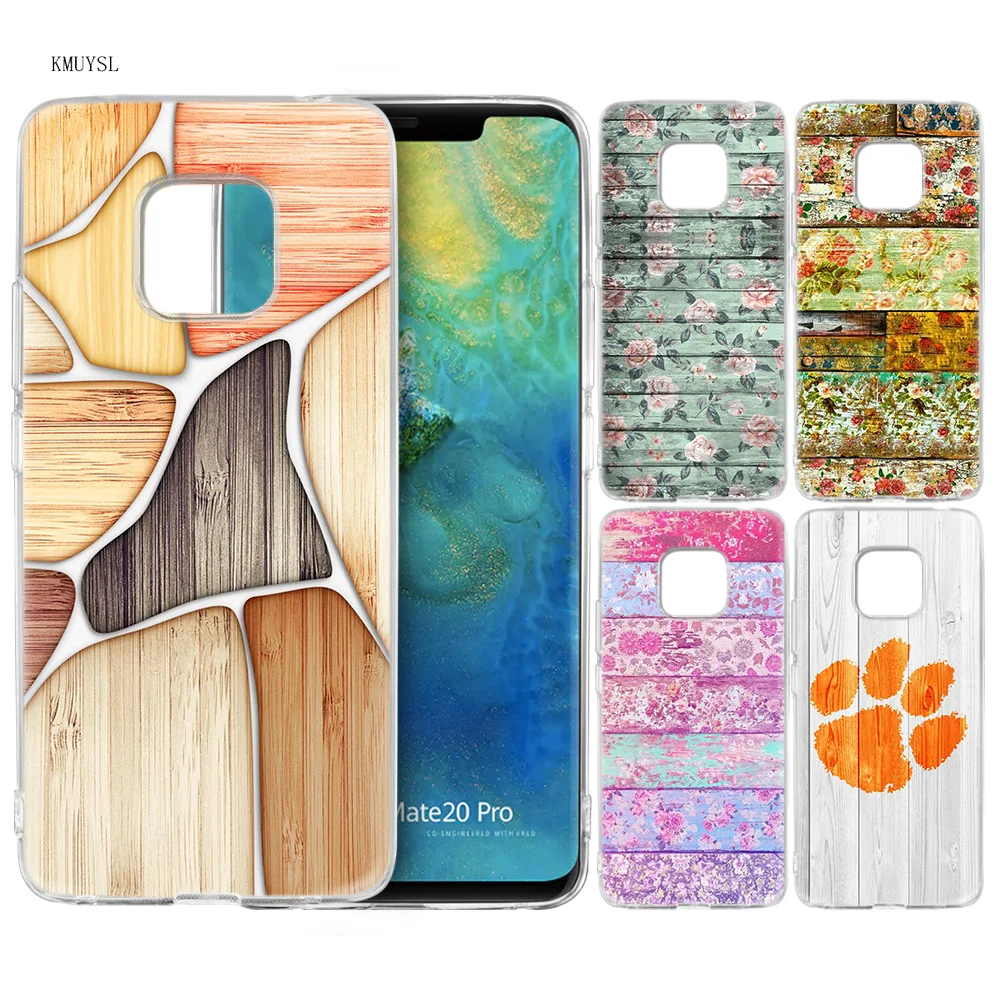 Beste KMUYSL floor houten hout Hout en bloem Siliconen Case voor Huawei Mate 20 10 Pro P20 10 Lite 2i 3i 3E P Smart + Smart
