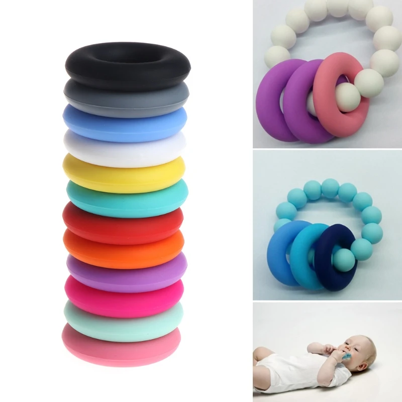 

Baby safe Food Grade Siilicone Beads DIY Necklace Baby Teething Nursing Pendant Baby Teether Ring Safety Gift