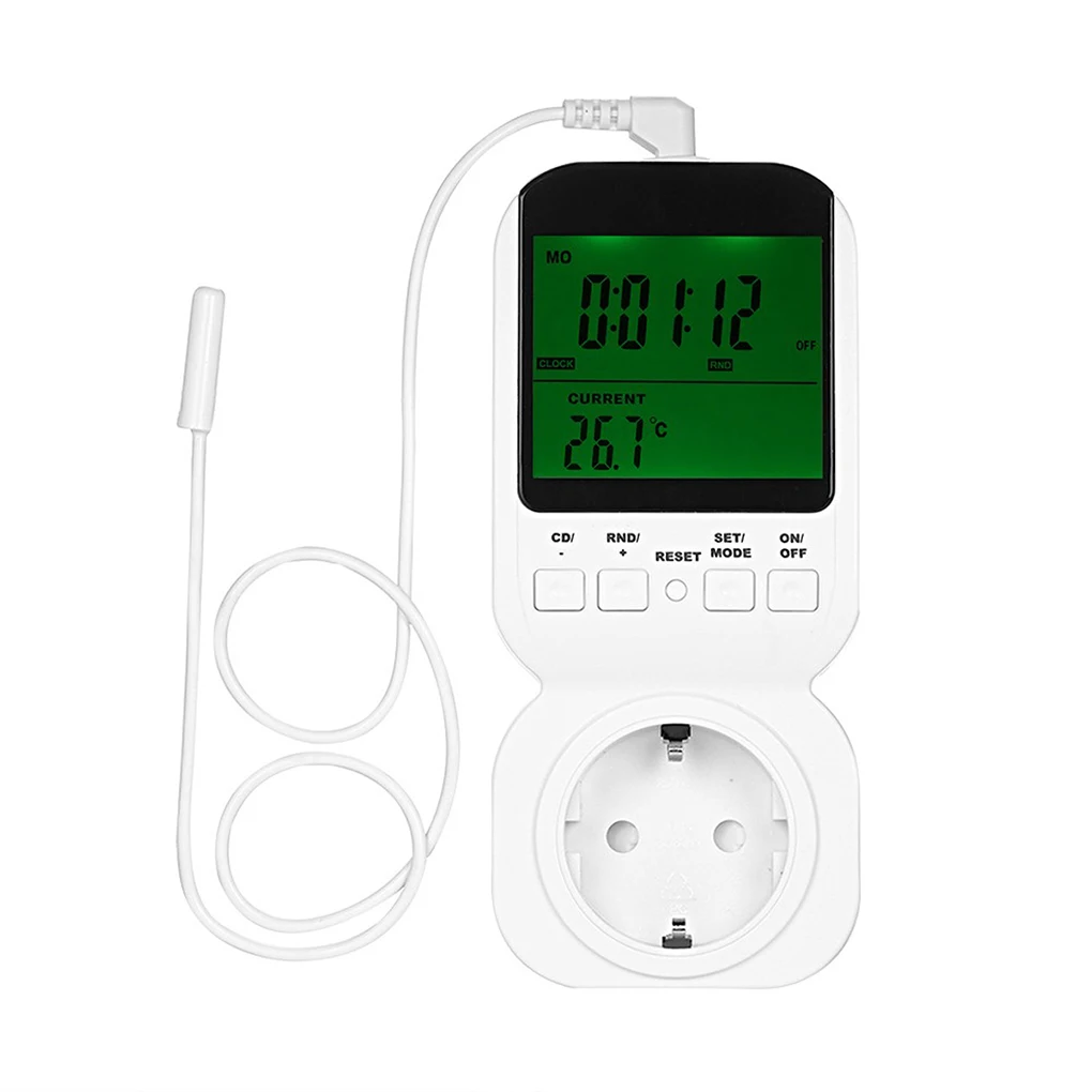 

Multi-function Thermostat Timer Switch Socket with Sensor Probe Digital Clock LCD Energy-saving Mechanical Timing Switch