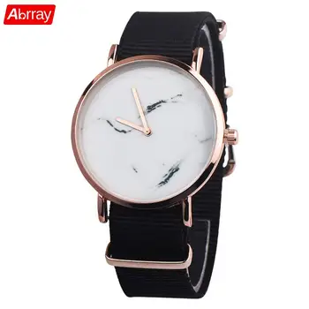 

Abrray Marble Pattern Quartz Watch For Women Fashion Unisex Watches Nylon Strap Ladies Dress Wristwatch Simple Dial Time Jewelry