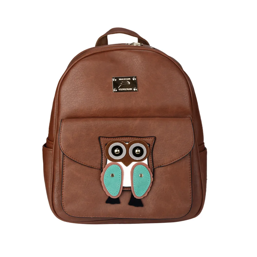 New Owl Pattern Women Backpack PU Leather Women's Shoulder Bag