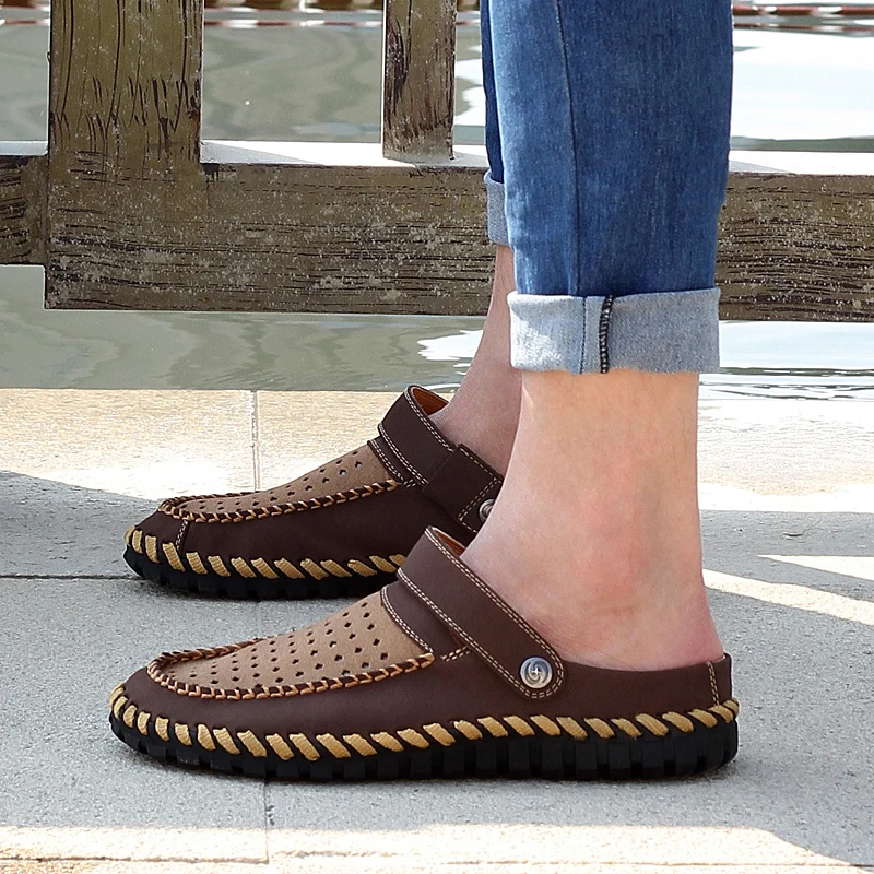 Eosnyx/летние сандалии из спилка; мужская повседневная обувь; кроссовки; обувь для пляжного отдыха с пряжкой; мужские резиновые шлепанцы для отдыха