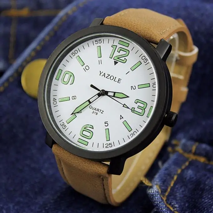 Модные Brwon кожаные часы Роскошные Большой циферблат зеленая указка мужские военные кварцевые армейские спортивные наручные часы Relogio Masculine