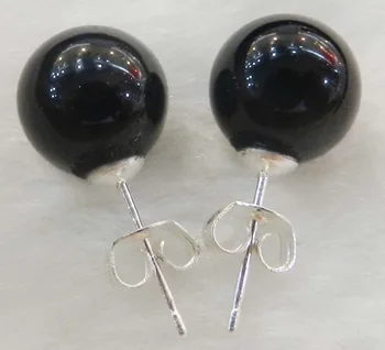 

hot sell new - New 10mm Jewelry Natural Black Onyx & Sterling Silver Stud Earrings