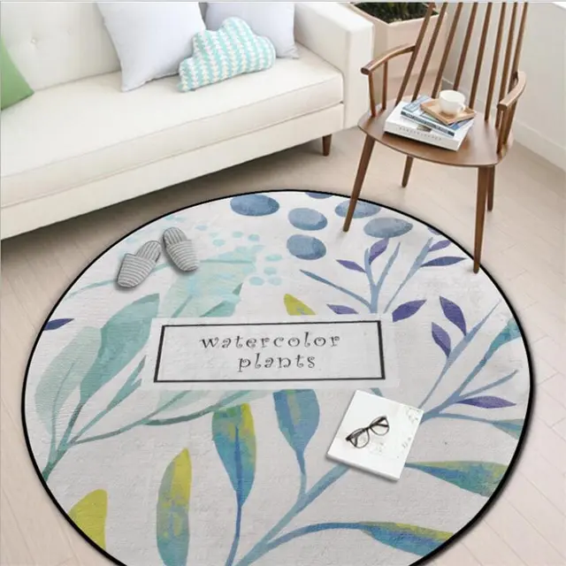 Korean Style Soft Polyester Design Round Carpets For Living Room