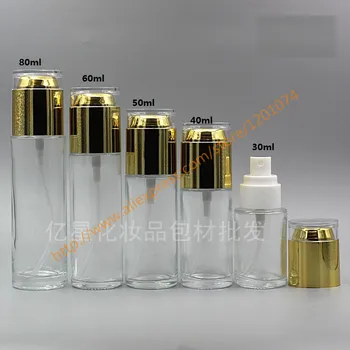 

30ml/40ml/50ml clear Bottle With shiny gold acrylic sprayer.mist glass bottle.travel refillable perfume bottle,cosmetic bottle