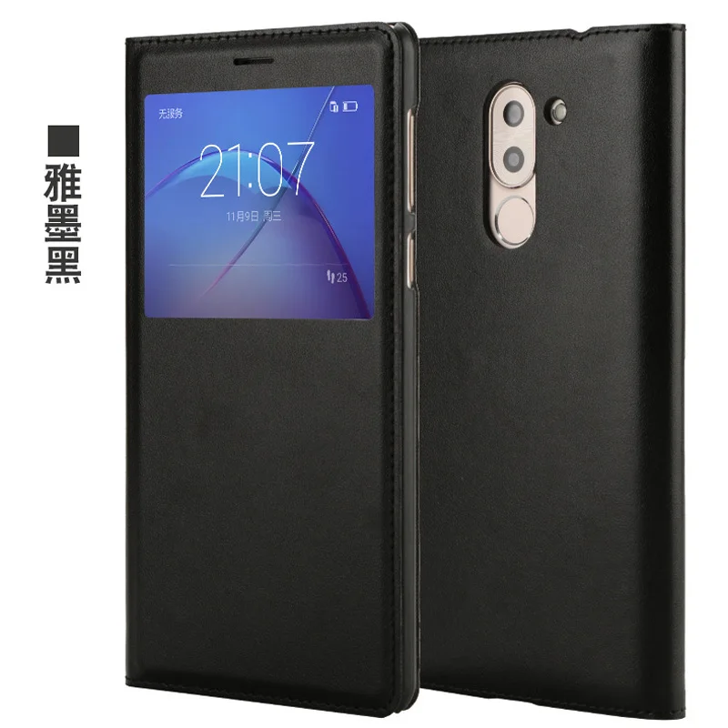 Huawei Gr5 чехол Роскошный PU кожаный чехол флип чехол для huawei Gr 5 чехол huawei Gr5 Защитные чехлы для телефонов - Цвет: Черный