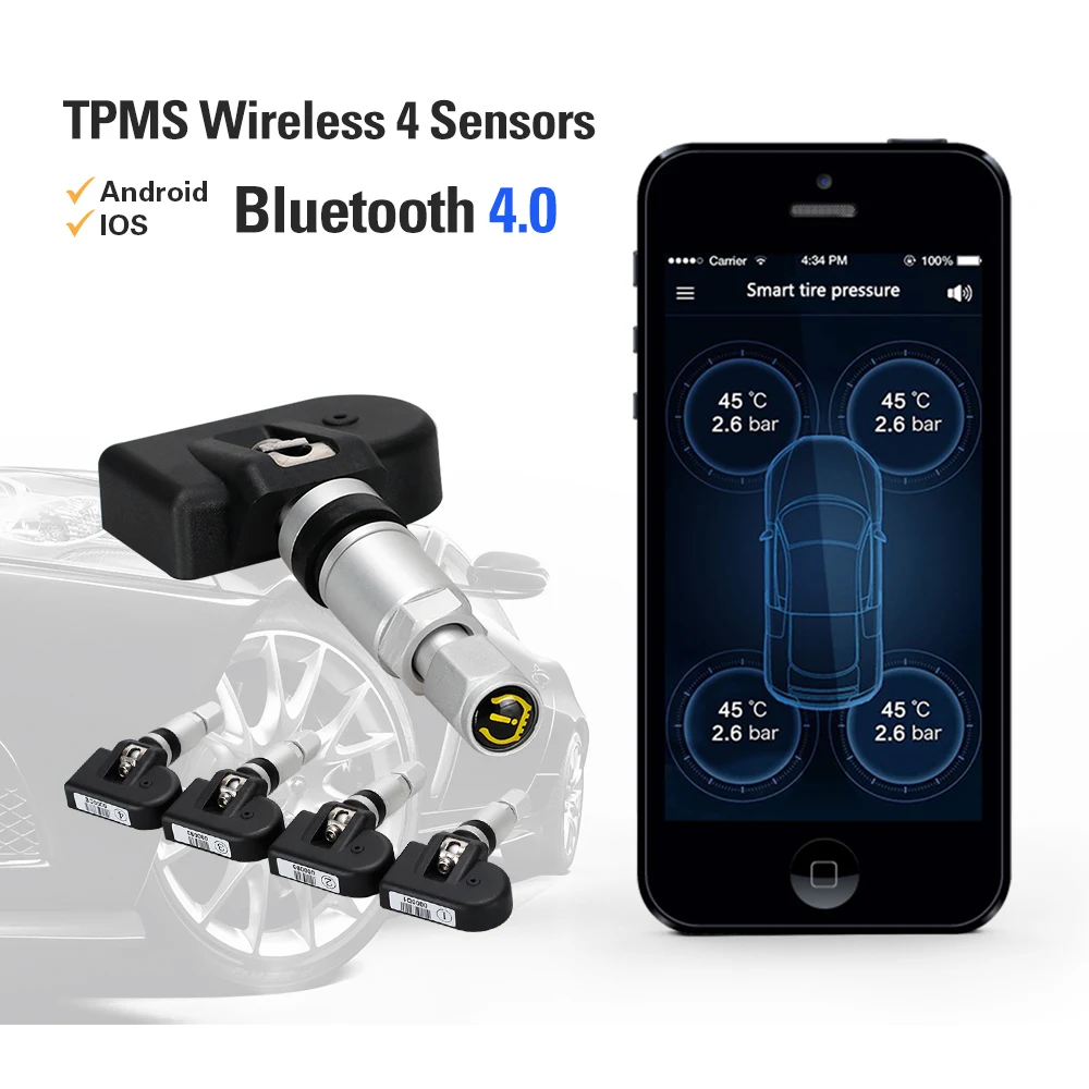 NEW BLE TPMS Bluetooth 4.0 Low Energy Tire Pressure Monitoring System 4