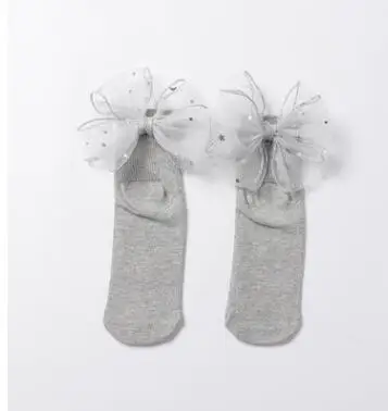 Короткие носки для малышей кружевные хлопковые носки принцессы с бантом для девочек, модная детская одежда кружевные носки принцессы с большим бантом украшение из органзы и жемчуга