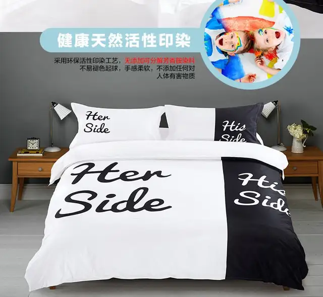 Us 175 0 His And Hers Comforter Set Bedding Set Fun Lover Duvet Cover Bed Sheet Spread Doona Quilt Queen Size Full Double Black And White In Bedding