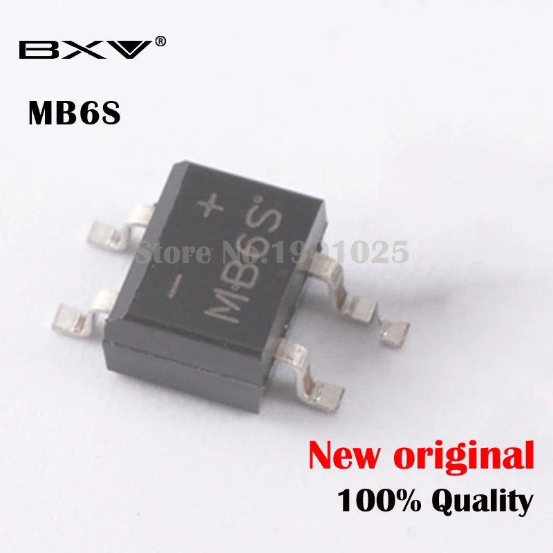

20PCS MB6S SOP-4 0.5A 600V Single Phases Diode Rectifier Bridge SOP