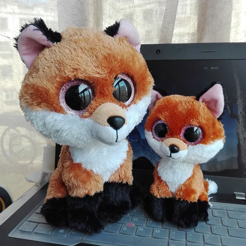 2pc/Lot 25cm&15cmTy Beanie Original Slick Brown Fox Plush Toy Stuffed