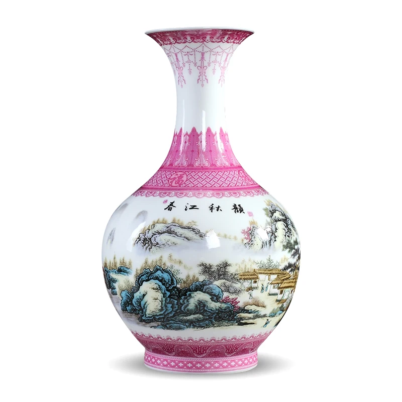 

Pink vases decorations Jingdezhen ceramics household decorations living room flower arrangement office desk vase