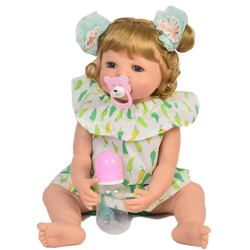 

55cm Full Silicone Body Reborn Baby Doll Toy modeling bebe Newborn Princess Babies Bebe Bathe Accompanying Toy Birthday Gift