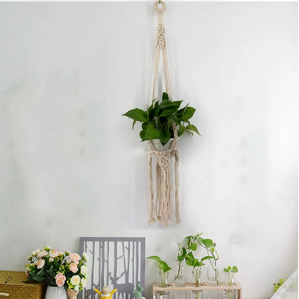 

Macrame Plant Hanger Flower Pot Holder Indoor Outdoor Hanging Planter Shelf Cotton Cord Plant Shelf