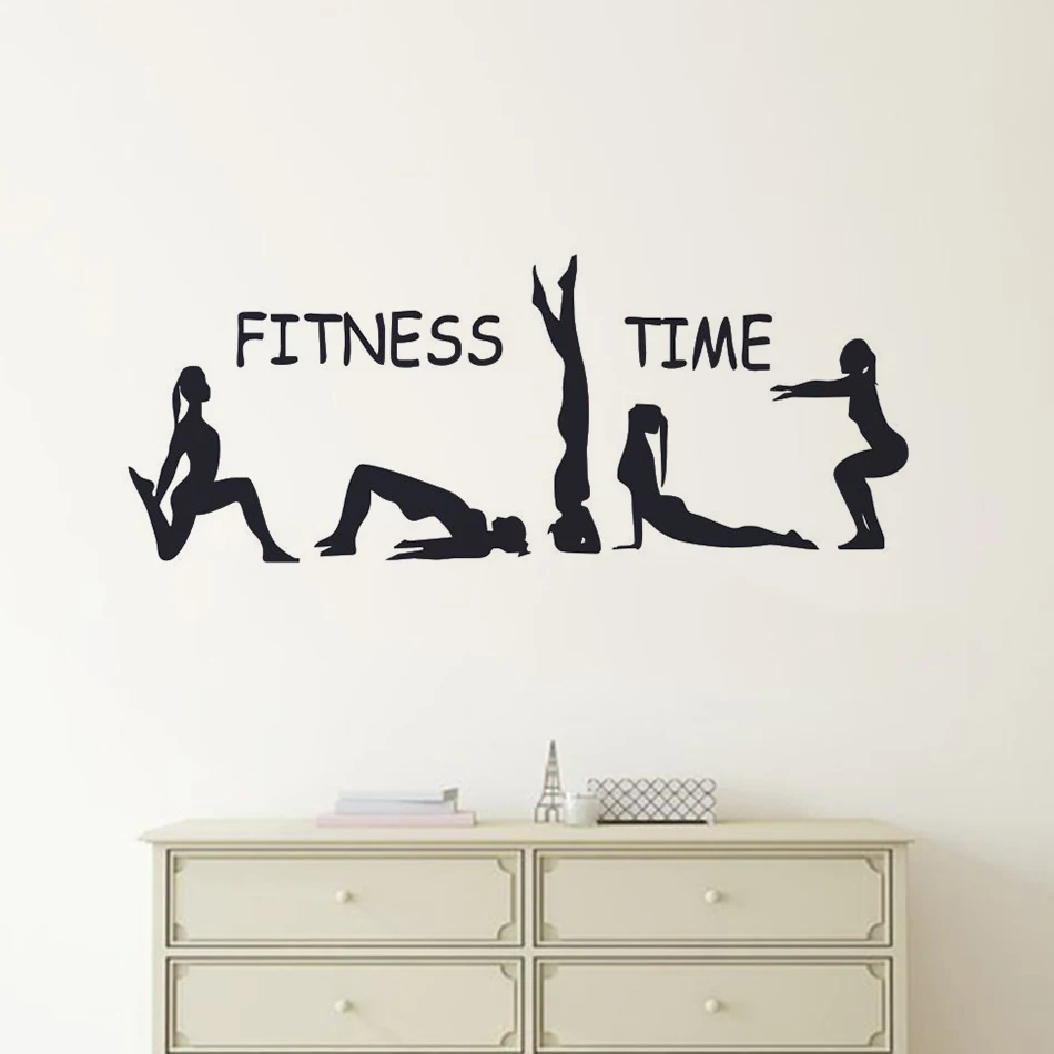 

Gymnast Girls Wall Decal Fitness Club Decor Fitness Time Quote Wall Decor Sticker Sports Yoga Girl Wallpaper Vinyl Art AZ068