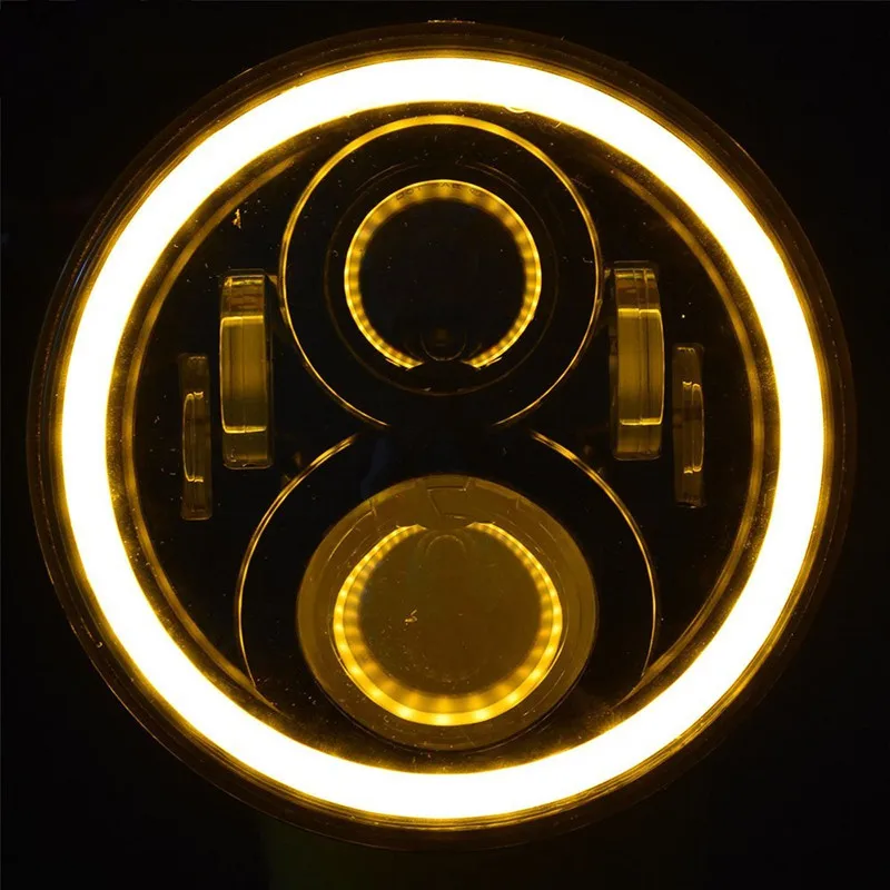 7 Inch Round Headlight 50w High Low Beam with Amber Signal White DRL Halo for 1997-2016 Jeep Wrangler JK TJ YJ Fj Cruiserl