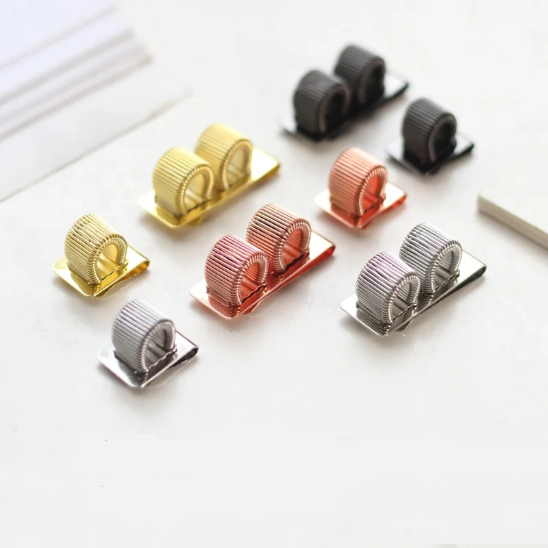 New Brass Notebook Clip Rose Gold Pen Clip for Vintage Traveller Notebook Cowhide Diary Spiral Loose Leaf Metal Pen Holder